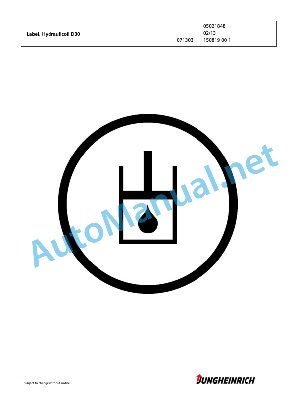 Alternative view of Jungheinrich Forklift DFG 320 G115-330ZT Spare Parts Manual FN425027