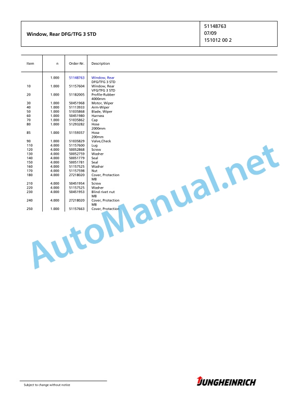 Alternative view of Jungheinrich Forklift DFG 320 GE115-310ZZ Spare Parts Manual FN423477
