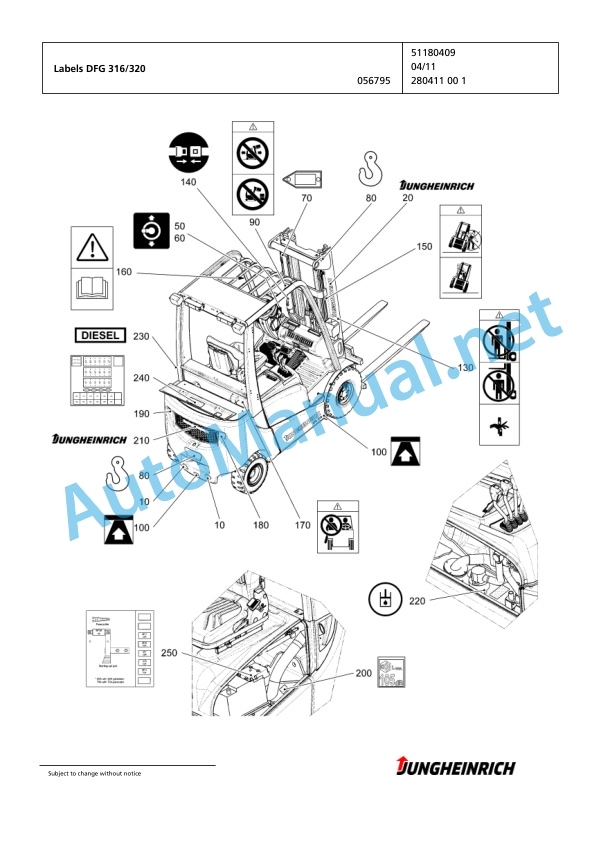 Alternative view of Jungheinrich Forklift DFG 320 GE115-330ZT Spare Parts Manual FN423903