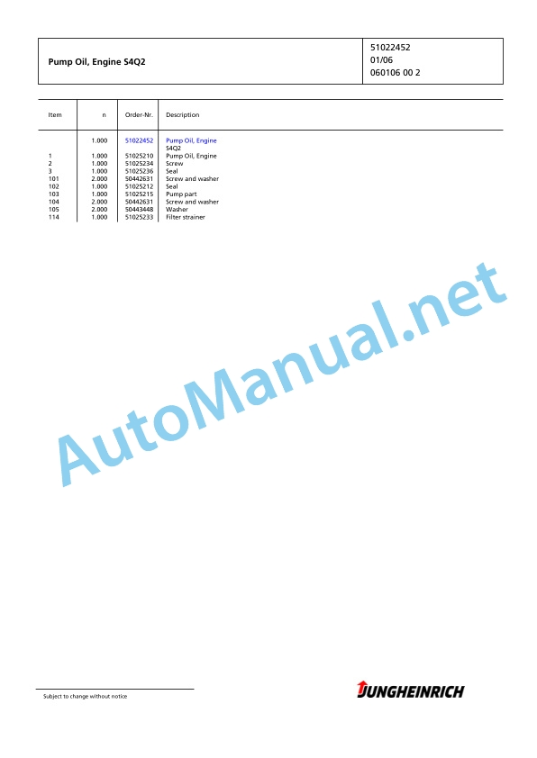 Jungheinrich Forklift DFG 320 GE120-380ZT Spare Parts Manual FN424476 3 Jungheinrich Forklift DFG 320 GE120-380ZT Spare Parts Manual FN424476 - Image 3