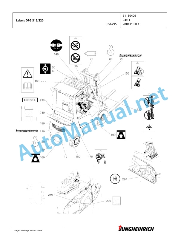 Alternative view of Jungheinrich Forklift DFG 320 GE120-435DZ Spare Parts Manual FN424233