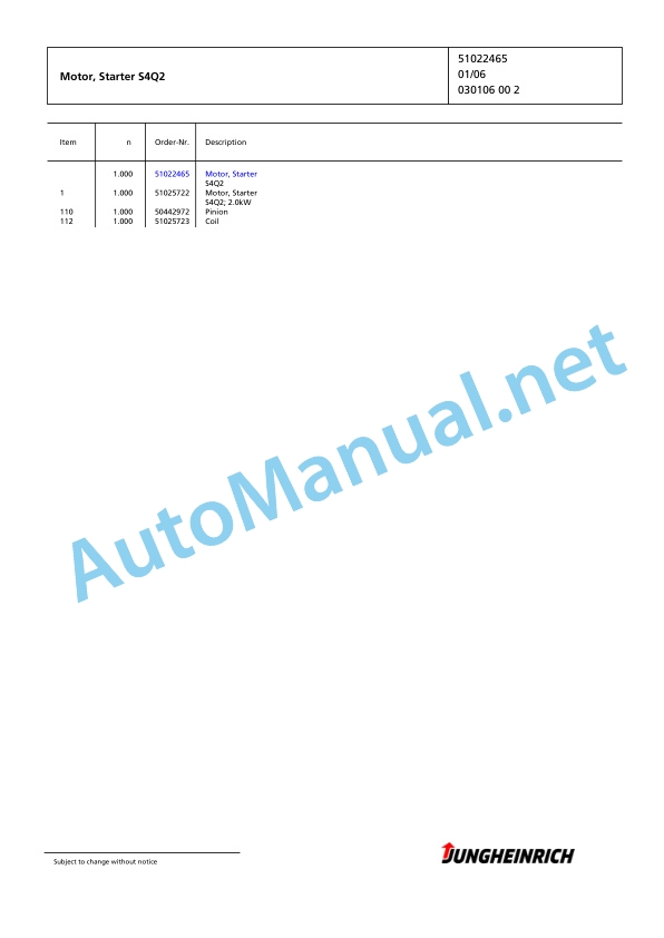 Jungheinrich Forklift DFG 320 Spare Parts Manual FN423900 3 Jungheinrich Forklift DFG 320 Spare Parts Manual FN423900 - Image 3