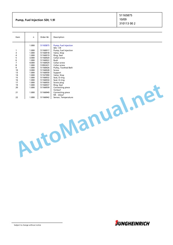 Jungheinrich Forklift DFG 320s GE-550DZ Spare Parts Manual FN424008 3 Jungheinrich Forklift DFG 320s GE-550DZ Spare Parts Manual FN424008 - Image 3
