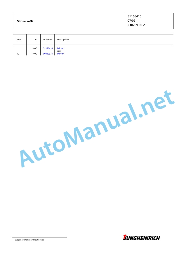 Alternative view of Jungheinrich Forklift DFG 320s GE110-450ZT Spare Parts Manual FN424145