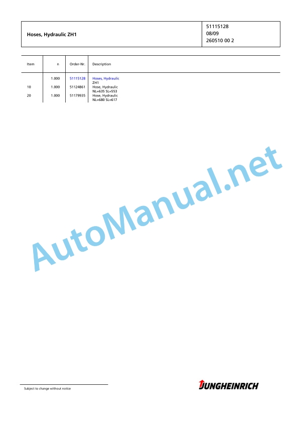 Jungheinrich Forklift DFG 320s GE115-400ZT Spare Parts Manual FN424895 5 Jungheinrich Forklift DFG 320s GE115-400ZT Spare Parts Manual FN424895 - Image 5