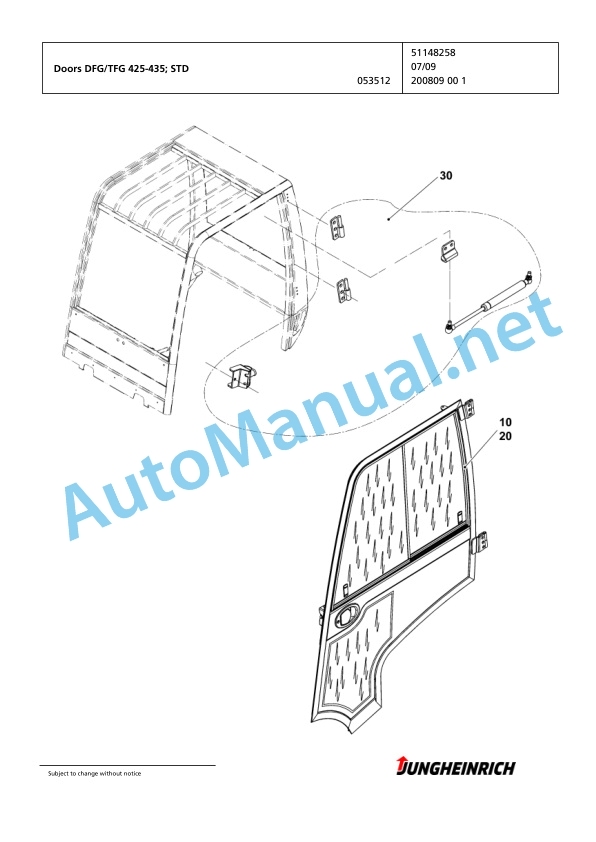Alternative view of Jungheinrich Forklift DFG 425 G-330ZT Spare Parts Manual FN423695