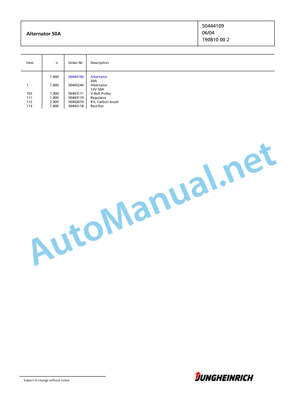 Jungheinrich Forklift DFG 425 G+E115-400ZT Spare Parts Manual FN424184 3 Jungheinrich Forklift DFG 425 G+E115-400ZT Spare Parts Manual FN424184 - Image 3