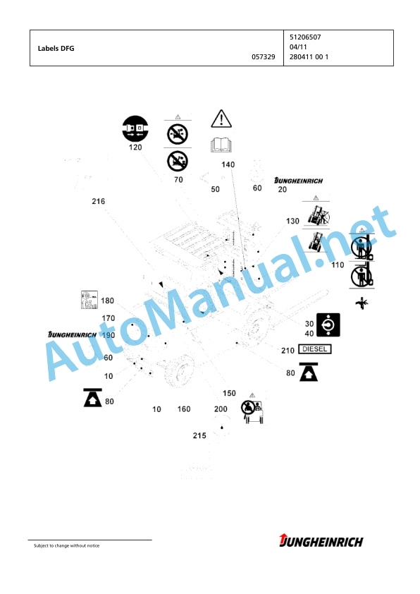 Alternative view of Jungheinrich Forklift DFG 425 GE120-400ZT Spare Parts Manual FN427081