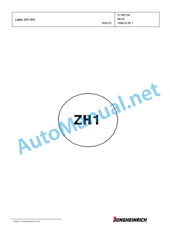 Alternative view of Jungheinrich Forklift DFG 425s G-370ZT Spare Parts Manual FN425517
