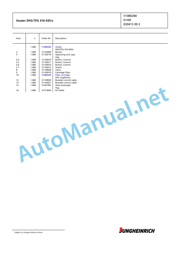 Jungheinrich Forklift DFG 425s G-370ZT Spare Parts Manual FN425517 3 Jungheinrich Forklift DFG 425s G-370ZT Spare Parts Manual FN425517 - Image 3