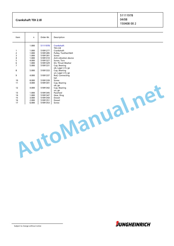 Jungheinrich Forklift DFG 425s GE100-470DZ Spare Parts Manual FN427112 3 Jungheinrich Forklift DFG 425s GE100-470DZ Spare Parts Manual FN427112 - Image 3