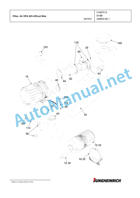 Jungheinrich Forklift DFG 425s GE115-400ZT Spare Parts Manual FN424391 3 Jungheinrich Forklift DFG 425s GE115-400ZT Spare Parts Manual FN424391 - Image 3