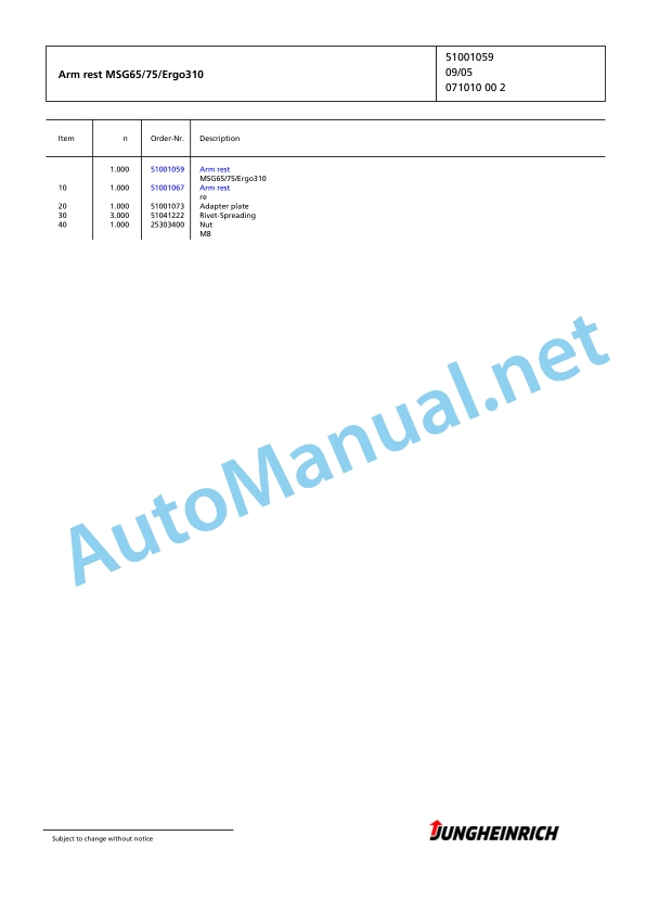 Alternative view of Jungheinrich Forklift DFG 430 G+E115-330ZT Spare Parts Manual FN424274