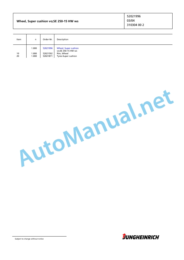 Jungheinrich Forklift DFG 430 G+E115-500DZ Spare Parts Manual FN424529 4 Jungheinrich Forklift DFG 430 G+E115-500DZ Spare Parts Manual FN424529 - Image 4