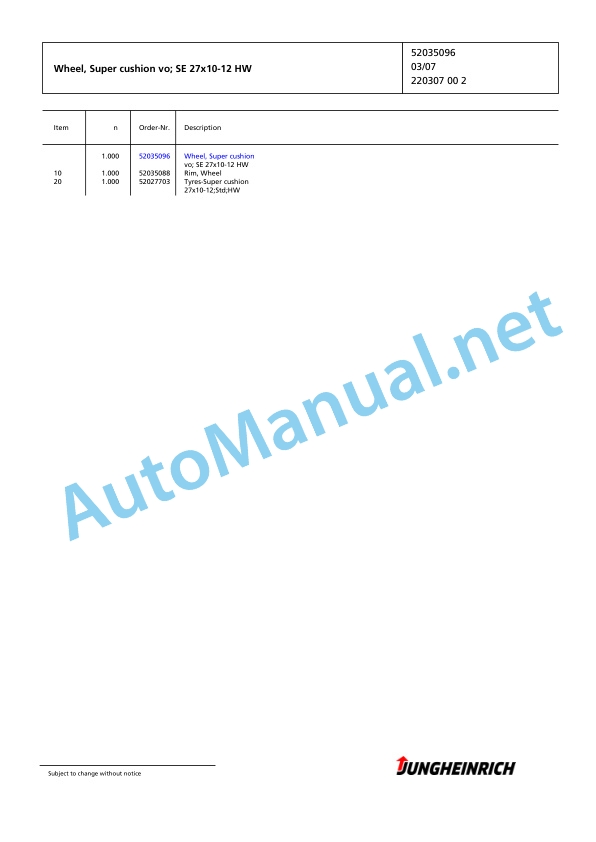 Jungheinrich Forklift DFG 430s G-600DZ Spare Parts Manual FN425726 4 Jungheinrich Forklift DFG 430s G-600DZ Spare Parts Manual FN425726 - Image 4