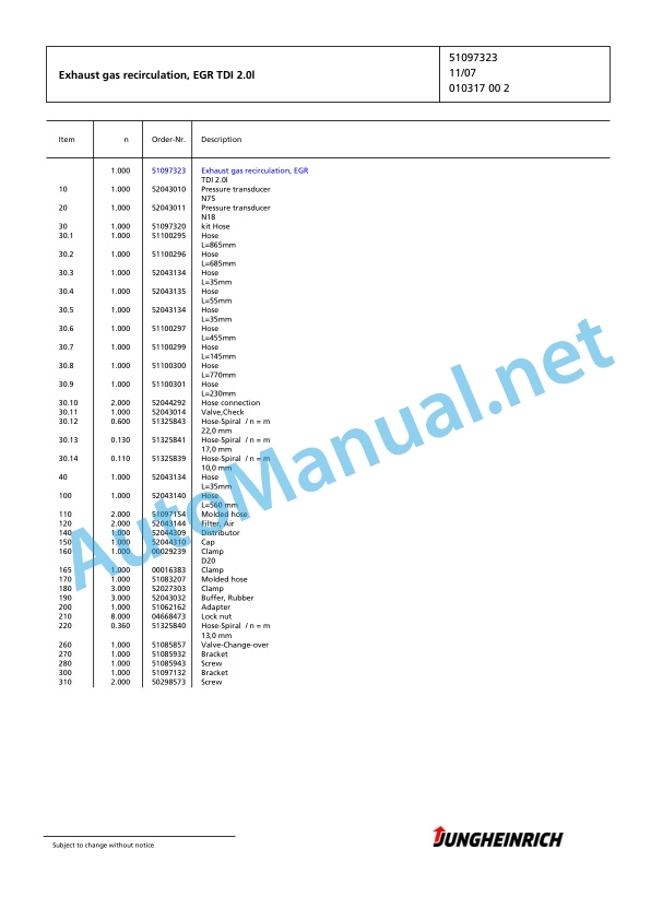 Jungheinrich Forklift DFG 430s GE100-440DZ Spare Parts Manual FN427062 3 Jungheinrich Forklift DFG 430s GE100-440DZ Spare Parts Manual FN427062 - Image 3