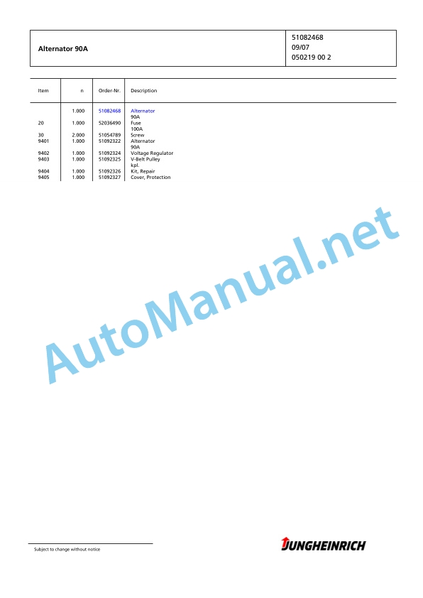 Jungheinrich Forklift DFG 430s GE120-500DZ Spare Parts Manual FN426181 3 Jungheinrich Forklift DFG 430s GE120-500DZ Spare Parts Manual FN426181 - Image 3