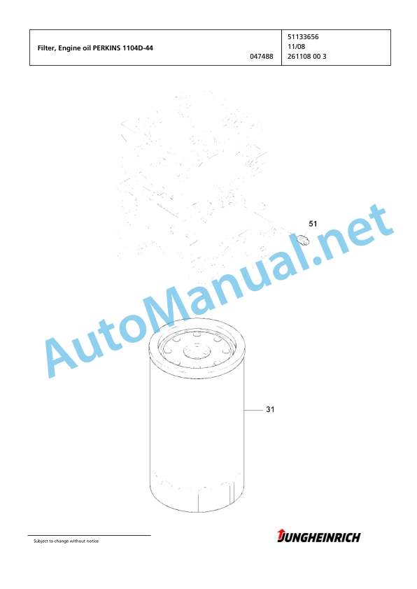 Jungheinrich Forklift DFG 550 G-400ZT Spare Parts Manual FN425844 4 Jungheinrich Forklift DFG 550 G-400ZT Spare Parts Manual FN425844 - Image 4