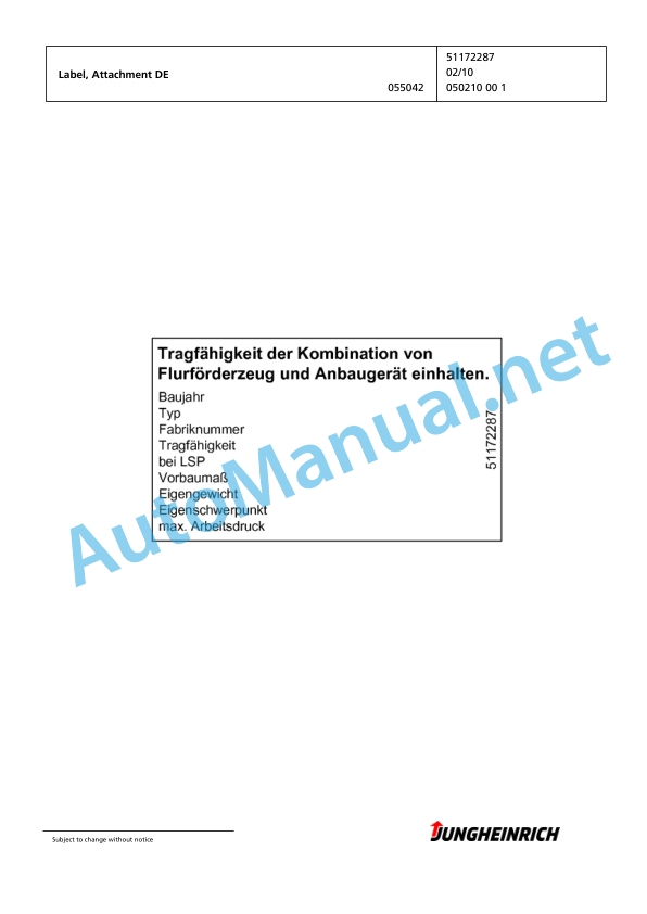 Jungheinrich Forklift DFG 550 G+E240-592DZ Spare Parts Manual FN423527 2 Jungheinrich Forklift DFG 550 G+E240-592DZ Spare Parts Manual FN423527 - Image 2