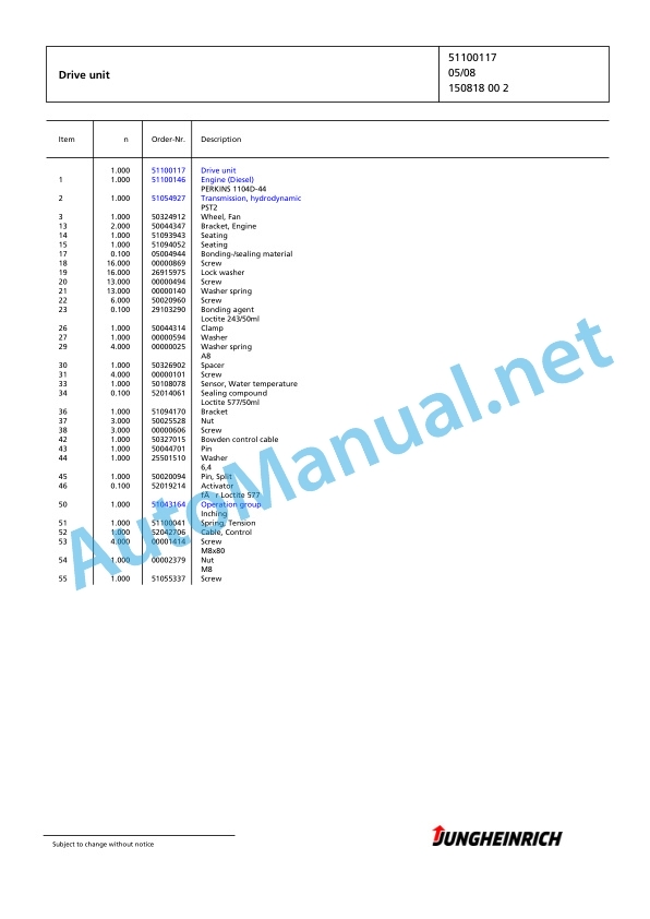 Jungheinrich Forklift DFG 550 GE115-397ZZ Spare Parts Manual FN425408 3 Jungheinrich Forklift DFG 550 GE115-397ZZ Spare Parts Manual FN425408 - Image 3