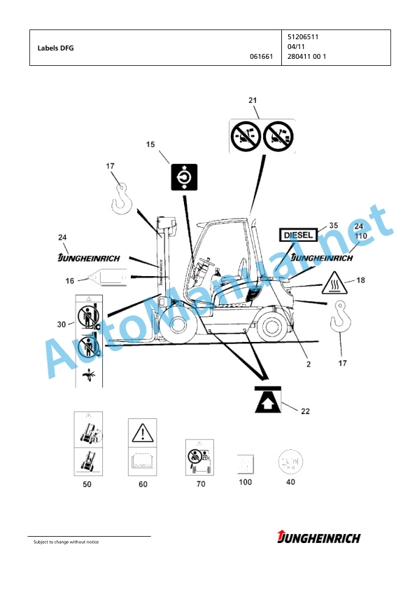Jungheinrich Forklift DFG 550 GE120-400ZT Spare Parts Manual FN424236 2 Jungheinrich Forklift DFG 550 GE120-400ZT Spare Parts Manual FN424236 - Image 2