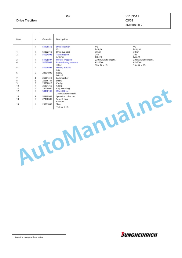Jungheinrich Forklift ECE 225 Spare Parts Manual 90309857 3 Jungheinrich Forklift ECE 225 Spare Parts Manual 90309857 - Image 3