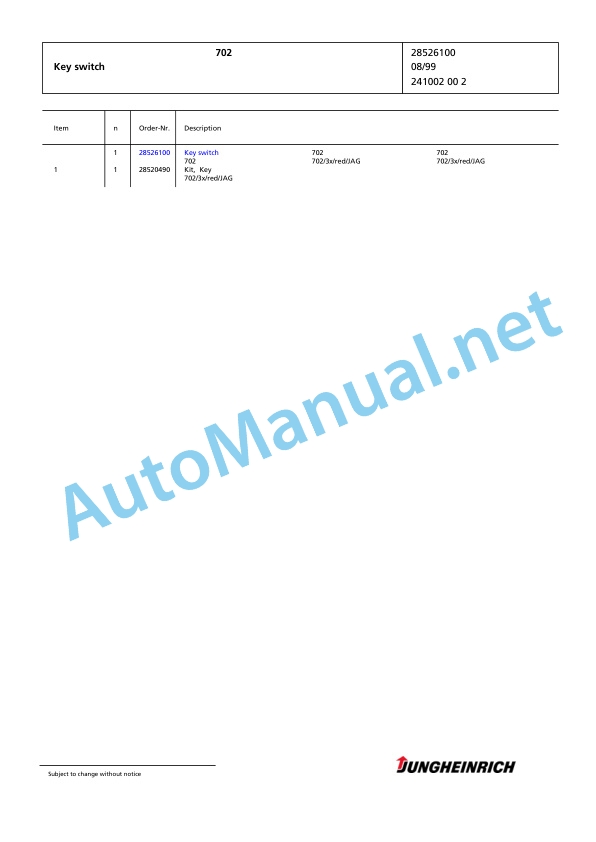 Jungheinrich Forklift ECE 225 Spare Parts Manual 90309857 5 Jungheinrich Forklift ECE 225 Spare Parts Manual 90309857 - Image 5