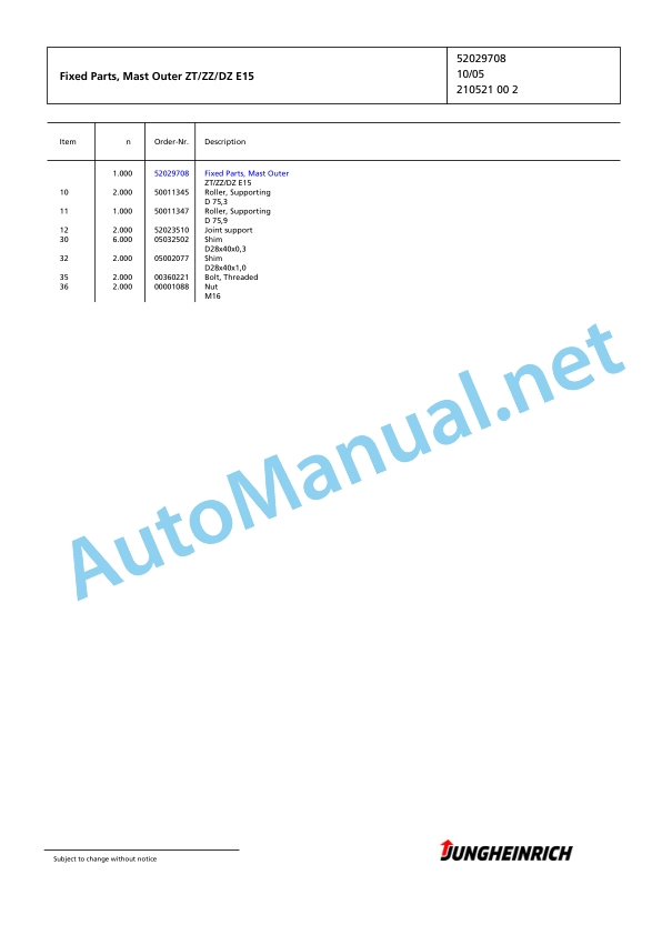 Jungheinrich Forklift EFG 110 SP GE120-300ZZ Spare Parts Manual FN426570 4 Jungheinrich Forklift EFG 110 SP GE120-300ZZ Spare Parts Manual FN426570 - Image 4