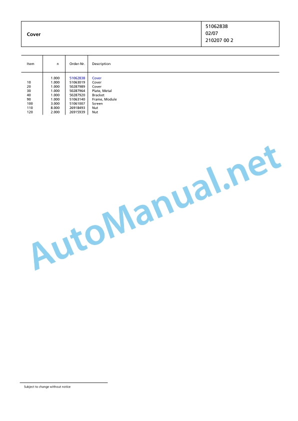 Alternative view of Jungheinrich Forklift EFG 110k SP G+e110-480D Spare Parts Manual FN425302
