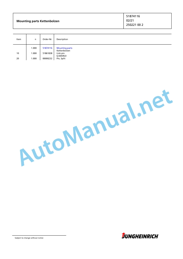 Jungheinrich Forklift EFG 110k SP GE100-435DZ Spare Parts Manual FN424369 4 Jungheinrich Forklift EFG 110k SP GE100-435DZ Spare Parts Manual FN424369 - Image 4