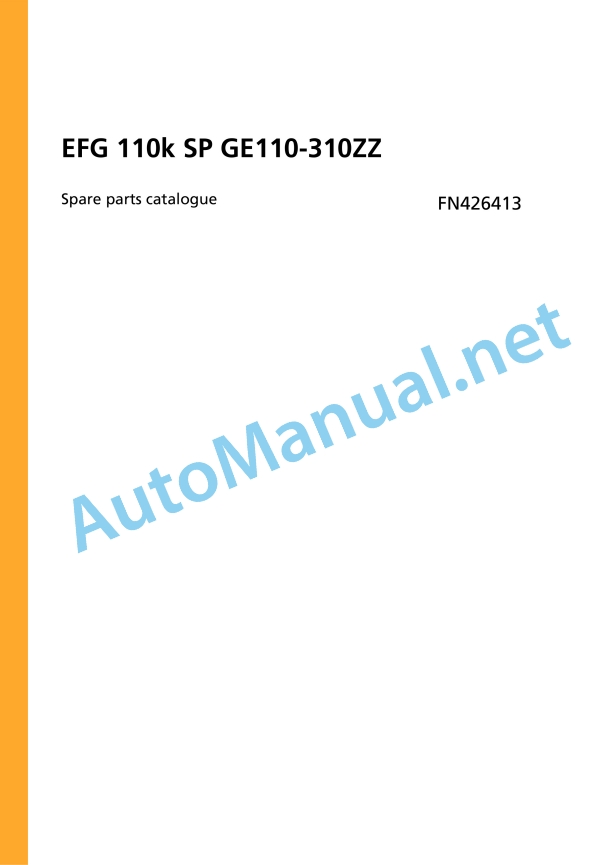 Jungheinrich Forklift EFG 110k SP GE110-310ZZ Spare Parts Manual FN426413