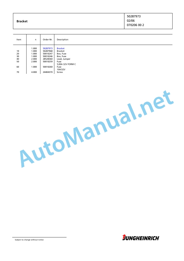 Jungheinrich Forklift EFG 113 MP GE80-450DZ Spare Parts Manual FN424918 2 Jungheinrich Forklift EFG 113 MP GE80-450DZ Spare Parts Manual FN424918 - Image 2