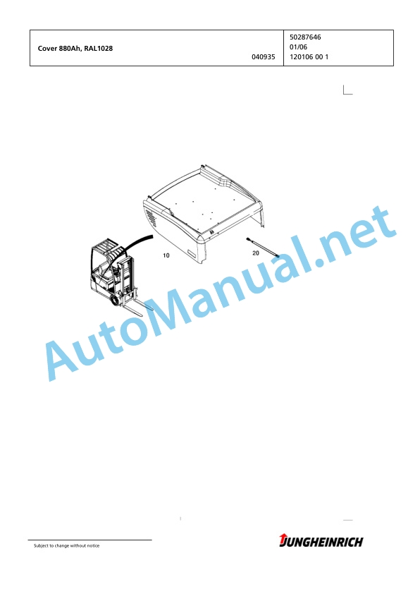 Alternative view of Jungheinrich Forklift EFG 115 MP G115-650DZ Spare Parts Manual FN425518