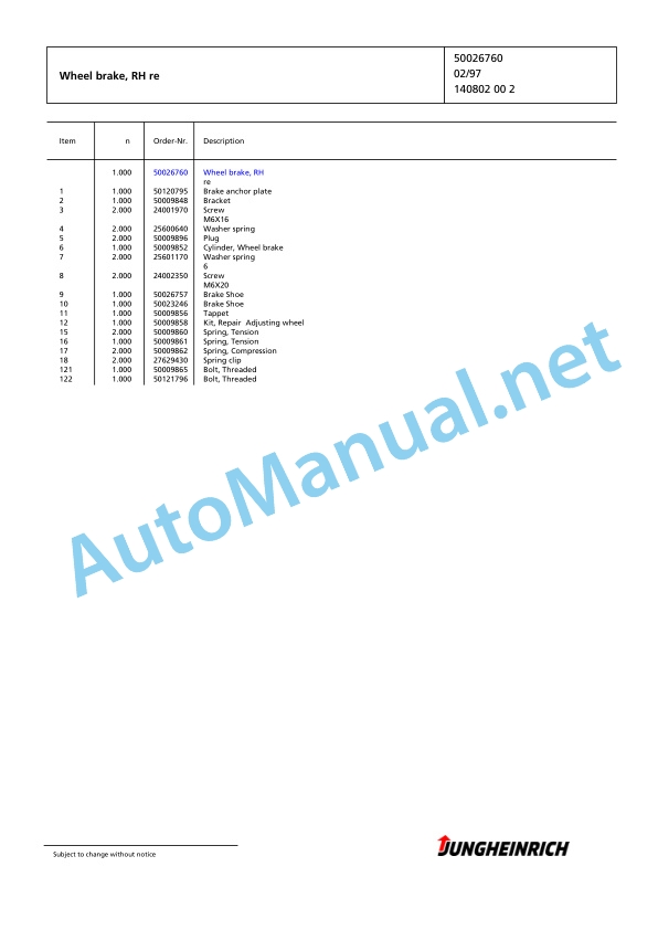 Jungheinrich Forklift EFG 115 SP G+E100-450DZ Spare Parts Manual FN424560 3 Jungheinrich Forklift EFG 115 SP G+E100-450DZ Spare Parts Manual FN424560 - Image 3