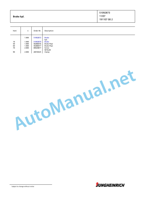Jungheinrich Forklift EFG 115 SP G115-450DZ Spare Parts Manual FN424294 3 Jungheinrich Forklift EFG 115 SP G115-450DZ Spare Parts Manual FN424294 - Image 3