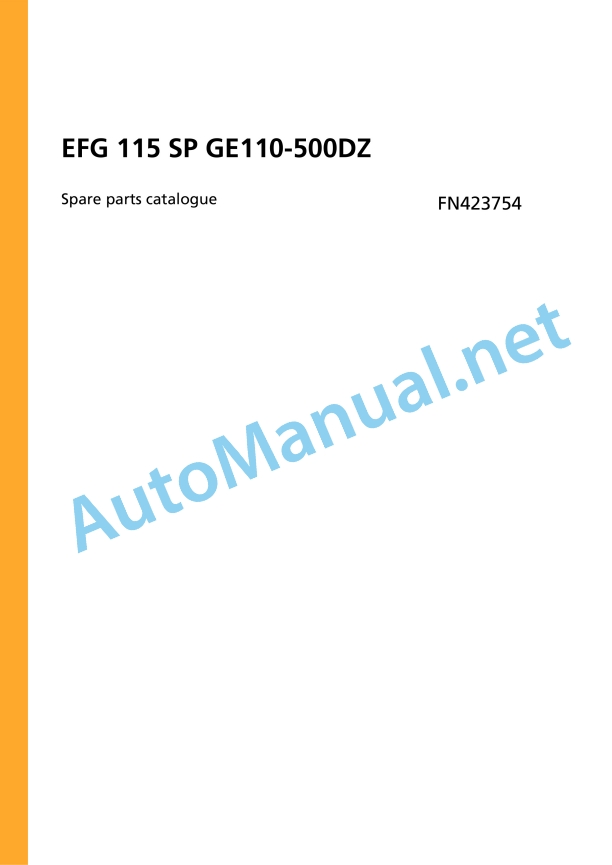 Jungheinrich Forklift EFG 115 SP GE110-500DZ Spare Parts Manual FN423754