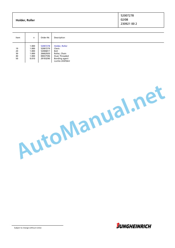 Jungheinrich Forklift EFG 115 SP GE115-480DZ Spare Parts Manual FN427206 4 Jungheinrich Forklift EFG 115 SP GE115-480DZ Spare Parts Manual FN427206 - Image 4