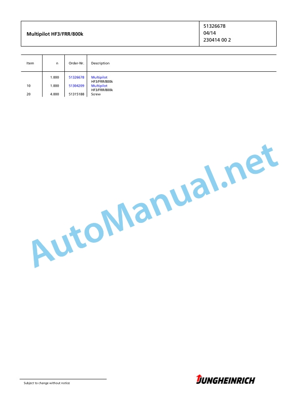 Jungheinrich Forklift EFG 215 GE115-400DZ Spare Parts Manual FN595575 5 Jungheinrich Forklift EFG 215 GE115-400DZ Spare Parts Manual FN595575 - Image 5