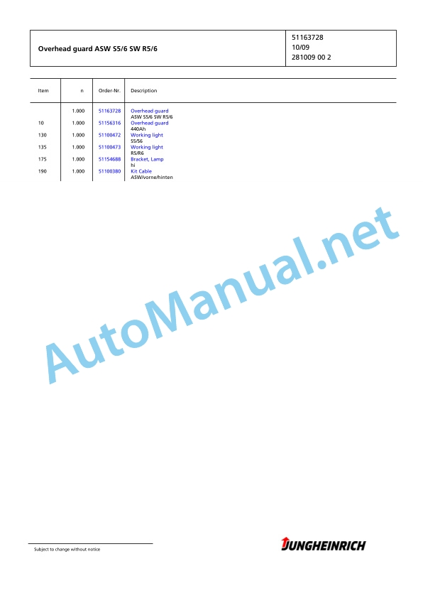 Jungheinrich Forklift EFG 215 GE115-450DZ Spare Parts Manual FN425675 2 Jungheinrich Forklift EFG 215 GE115-450DZ Spare Parts Manual FN425675 - Image 2