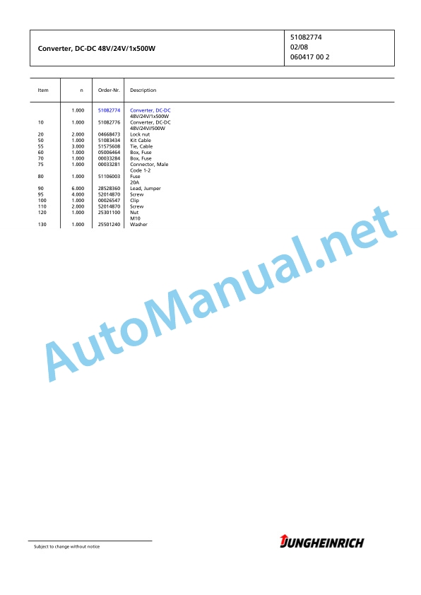 Jungheinrich Forklift EFG 216 G-550DZ Spare Parts Manual FN425509 5 Jungheinrich Forklift EFG 216 G-550DZ Spare Parts Manual FN425509 - Image 5