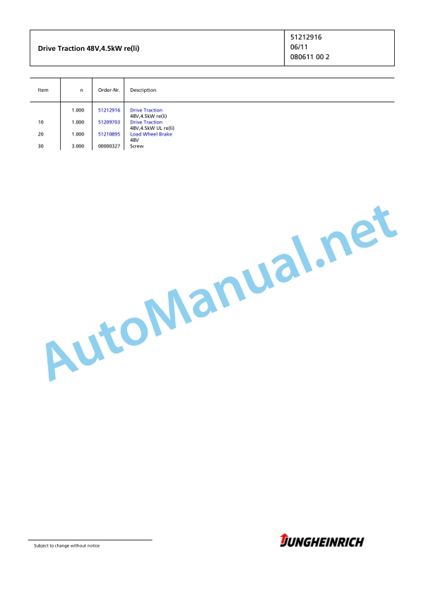 Jungheinrich Forklift EFG 216 G+E115-300ZZ Spare Parts Manual FN424588 3 Jungheinrich Forklift EFG 216 G+E115-300ZZ Spare Parts Manual FN424588 - Image 3