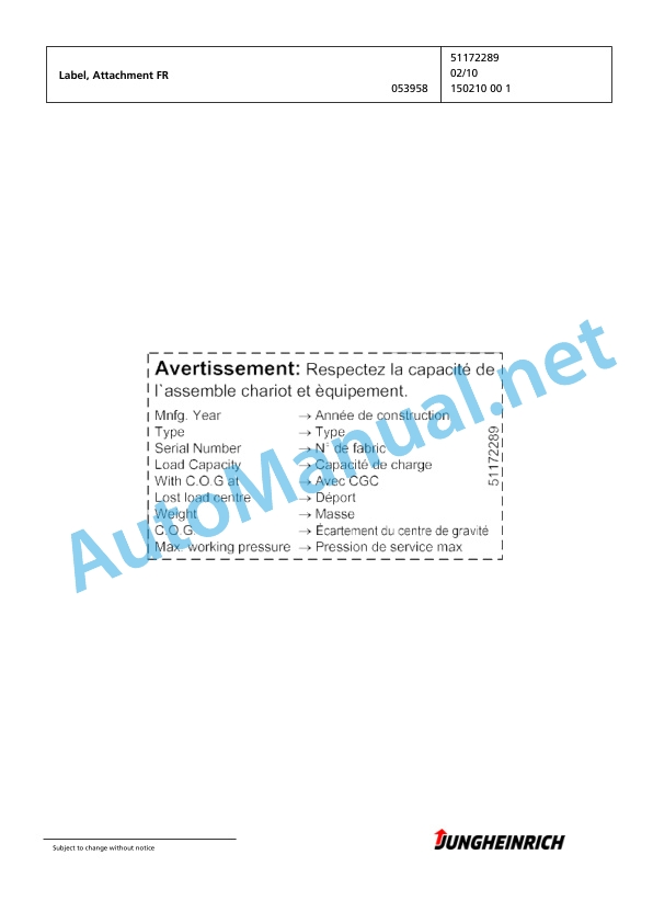 Jungheinrich Forklift EFG 216 G115-450DZ Spare Parts Manual FN427000 2 Jungheinrich Forklift EFG 216 G115-450DZ Spare Parts Manual FN427000 - Image 2