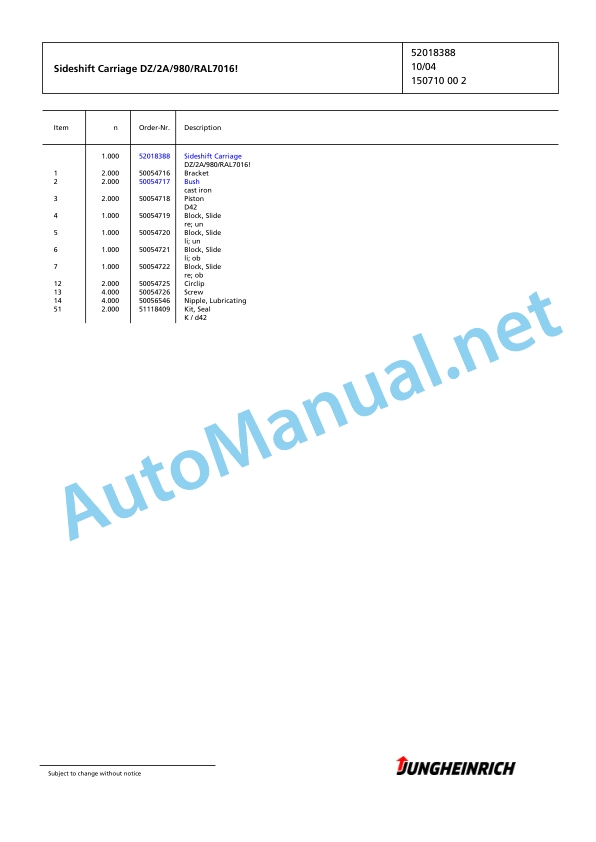 Jungheinrich Forklift EFG 216 GE120-450DZ Spare Parts Manual FN426207 4 Jungheinrich Forklift EFG 216 GE120-450DZ Spare Parts Manual FN426207 - Image 4