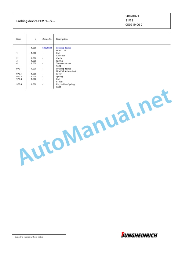 Jungheinrich Forklift EFG 216k G+E115-310ZZ Spare Parts Manual FN425103 4 Jungheinrich Forklift EFG 216k G+E115-310ZZ Spare Parts Manual FN425103 - Image 4