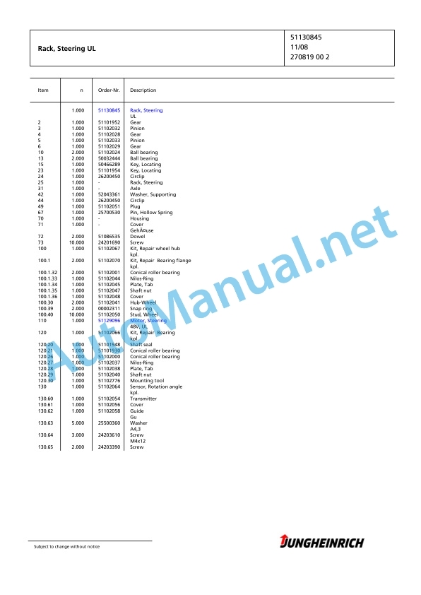 Jungheinrich Forklift EFG 216k GE115-450DZ Spare Parts Manual FN427210 3 Jungheinrich Forklift EFG 216k GE115-450DZ Spare Parts Manual FN427210 - Image 3