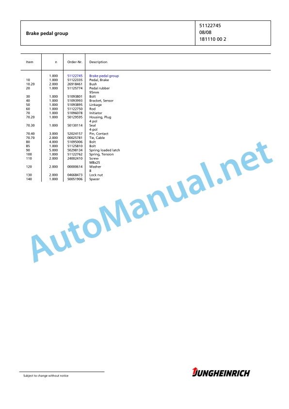Jungheinrich Forklift EFG 218 G-310ZZ Spare Parts Manual FN423064 3 Jungheinrich Forklift EFG 218 G-310ZZ Spare Parts Manual FN423064 - Image 3