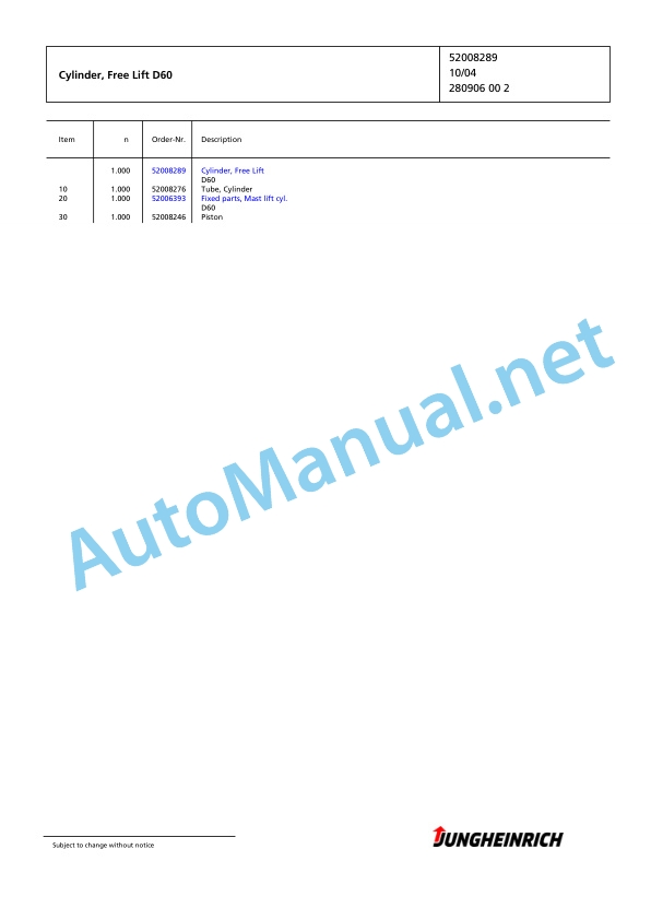 Jungheinrich Forklift EFG 218 GE115-450DZ Spare Parts Manual FN423170 3 Jungheinrich Forklift EFG 218 GE115-450DZ Spare Parts Manual FN423170 - Image 3