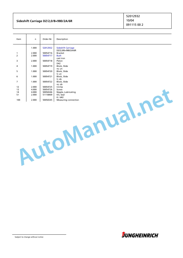 Jungheinrich Forklift EFG 218 GE115-600DZ Spare Parts Manual FN423429 3 Jungheinrich Forklift EFG 218 GE115-600DZ Spare Parts Manual FN423429 - Image 3
