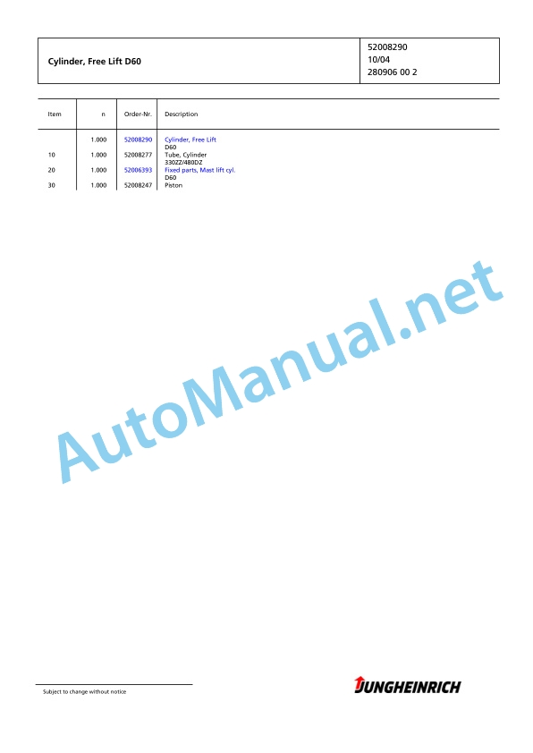 Jungheinrich Forklift EFG 218 GE120-480DZ Spare Parts Manual FN423472 3 Jungheinrich Forklift EFG 218 GE120-480DZ Spare Parts Manual FN423472 - Image 3