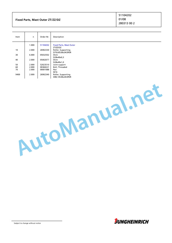 Jungheinrich Forklift EFG 220 G-500DZ Spare Parts Manual FN426233 4 Jungheinrich Forklift EFG 220 G-500DZ Spare Parts Manual FN426233 - Image 4